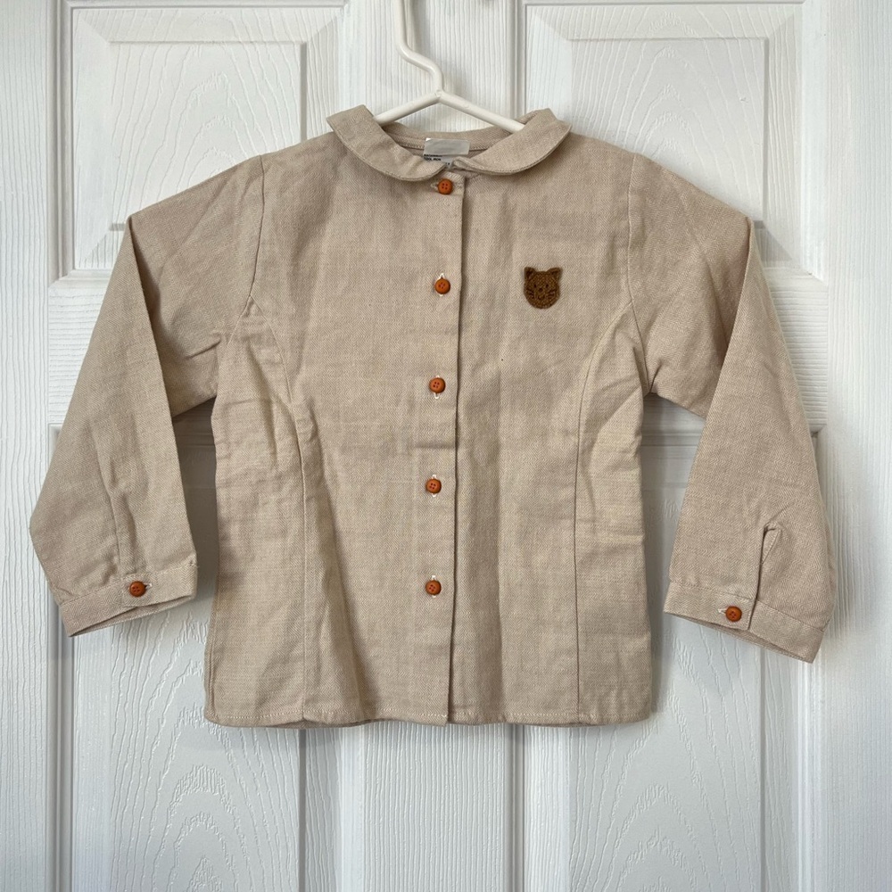 Jacadi Tan Button Up Shirt Long Sleeve Size 4 Years